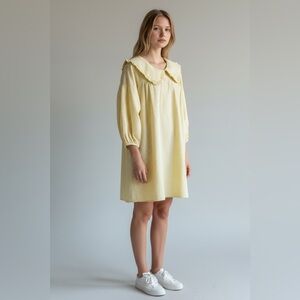 NWT Retro Cotton Ruffled Peter Pan Collar Dress Size Small